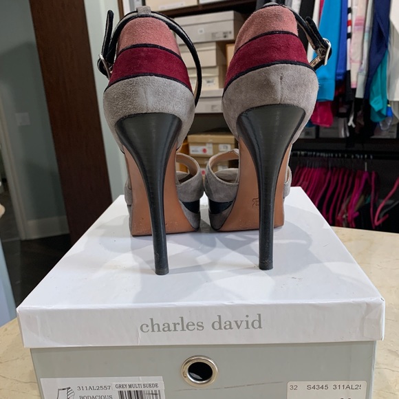 Charles David T-Trap Suede platform heel - Picture 4 of 6